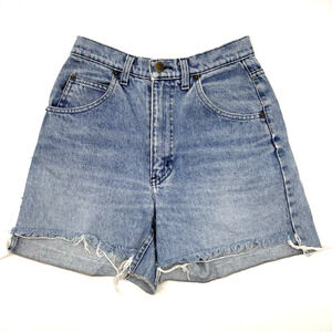 Vintage 90s Enrico Coveri Light Wash High Rise Cut-off Denim Mom Shorts 4 25x5"